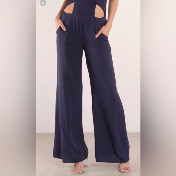 Tobi Navy Strapless Wide Leg Jumpsuit - Picture 2 of 7
